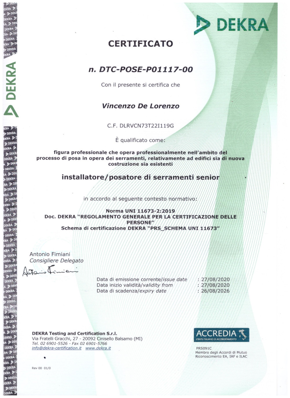 certificazione Dekra